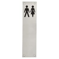 Altro Finger Plate - Unisex Toilet Door Sign - 300 x 75mm - Satin Stainless Steel