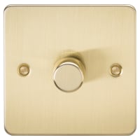 Knightsbridge 5-150W 1 Gang 2 Way Push On/Off Rotary Flat Intelligent LED Dimmer - Brushed Brass