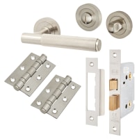 Altro Satin Nickel Knurled Bathroom Lock Door Handles Pack- Remi Range