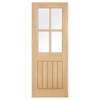 LPD Belize 4 Light Clear Bevelled Glazed Unfinished Solid Internal Door - 1981 x 762 x 35mm - Oak