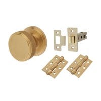 Hampstead Satin Brass Knurled Mortice Door Knobs Pack - 62mm Rose Diameter - Riley Range