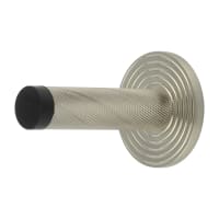Burlington by Frelan Knurled Projection Door Stop on Reeded Rose - 76mm Projection - Satin Nickel