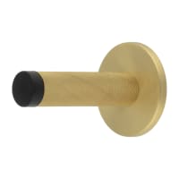 Burlington by Frelan Knurled Projection Door Stop on Plain Rose - 76mm Projection - Satin Brass