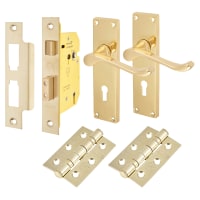Touchpoint Polished Brass Victorian Scroll 3 Lever Sashlock Door Handles Pack