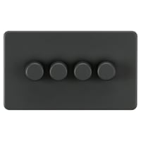 Knightsbridge 5 - 150W 4 Gang 2 Way Push On/Off Rotary Intelligent LED Dimmer Switch - Anthracite