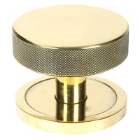 From The Anvil Brompton Aged Brass Round Knurled Centre Door Knob - 90mm Rose Diameter