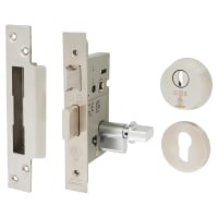 Eurospec BS8621 Bolt Through Euro Profile Sashlock & Thumbturn - 66mm Case - 44mm Backset - Satin Stainless