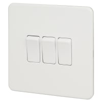 Knightsbridge 10AX 3 Gang Screwless Flat Plate Light Switch - Matt White