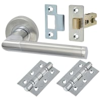 M Marcus Satin/Polished Chrome Latch Door Handles on Rose Pack - Mercury Range