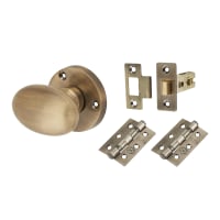 Touchpoint Antique Brass Victorian Mortice Oval Door Knobs Pack - 61mm Rose Diameter
