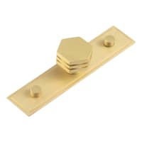 Hoxton by Frelan Nile Hex Cabinet Knob on Stepped Backplate - 30mm Diameter - Satin Brass
