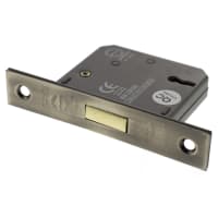 Atlantic 3 Lever Deadlock - 67mm Case - 44mm Backset - Antique Brass