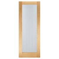 LPD Mexicano Pattern 10 Glazed with Lines Pre-Finished Internal FD30 Fire Door - 1981 x 762mm - Oak