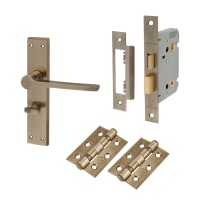 Altro Antique Brass Bathroom Lock Door Handles Pack - Farley Range