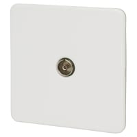 Knightsbridge 1 Gang Screwless Flat Plate Non Isolated TV Outlet - Matt White