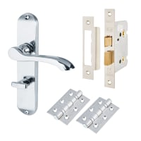 Touchpoint Polished Chrome Scroll Bathroom Lock Door Handles Pack - Ancona Range