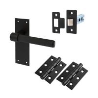 Altro Matt Black Knurled Latch Door Handles Pack - Loxley Range