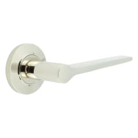 Burlington by Frelan Polished Nickel Fire Rated Door Handles on Round Chamfered Rose - Knightsbridge Range