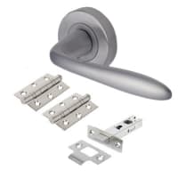 Heritage Brass by M Marcus Satin Chrome Latch Door Handles on Rose Pack - Sutton Range