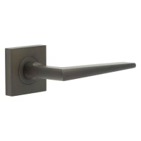 Burlington by Frelan Dark Bronze Fire Rated Door Handles on Square Plain Rose - Mayfair Range