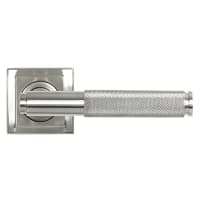 From The Anvil Satin Stainless Steel Knurled Door Handles on Square Rose - Brompton Range