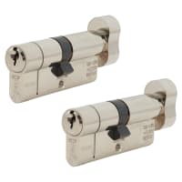 TSS TS007 1 Star 6 Pin 70mm Euro Thumbturn Cylinder - 35 Turn + 35mm - Polished Chrome - Keyed Alike