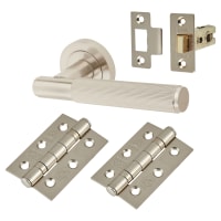 Altro Satin Nickel Lines Latch Door Handles Pack - Nova Range