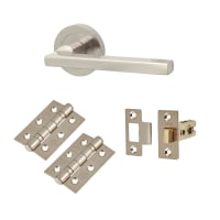 Touchpoint Satin Nickel Latch Door Handles on Rose Pack - Lexi Range