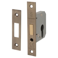 Touchpoint Contract Euro Profile Deadlock - 65mm Case - 44mm Backset - Antique Brass