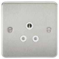 Knightsbridge 5A Flat Plate Unswitched Round Pin Socket - Brushed Chrome with White Insert