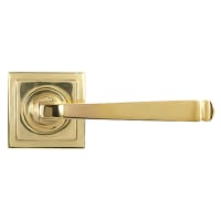 From The Anvil Polished Brass Door Handles on Square Rose - Avon Range