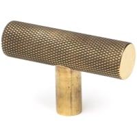 From The Anvil Brompton 14mm Knurled T-Bar Cabinet Knob - 50 x 32mm - Aged Brass