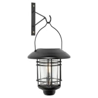 Forum Zink Horden LED Solar Hanging Outdoor Wall Lantern Light - IP44 - 3000K Warm White - Black
