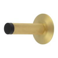 Burlington by Frelan Knurled Projection Door Stop on Chamfered Rose - 76mm Projection - Satin Brass