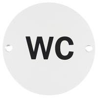 Touchpoint WC Toilet Door Sign - 75mm Diameter - Satin Anodised Aluminium
