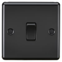 Knightsbridge 10AX 1 Gang 2 Way Round Edge Light Switch - Matt Black
