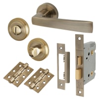 Altro Antique Brass Bathroom Lock Door Handles on Rose Pack - Ivy Range