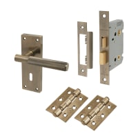 Altro Antique Brass Knurled 3 Lever Sashlock Door Handles Pack - Remi Range