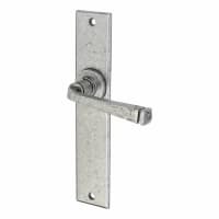 Olde Forge Pewter Latch Door Handles - Long Plate - York Range - 241 x 48mm
