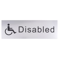 Altro Disabled Toilet Door Sign - 300 x 100mm - Brushed Silver Plastic