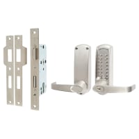 Codelocks CL620 Push Button Code Lock and Mortice Lock with Key Override - Brushed Steel