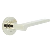 Burlington by Frelan Polished Nickel Fire Rated Door Handles on Round Rose - Fitzrovia Range