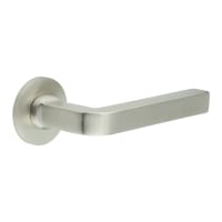 CRES by Frelan Satin Stainless Steel Sprung Fire Rated Door Handles on Round Rose - CR-104 Range