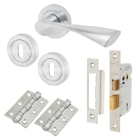 Altro Satin Chrome 3 Lever Sashlock Door Handles on Rose Pack - Knightsbridge Range