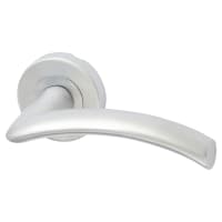 Heritage Brass by M Marcus Satin Chrome Door Handles on Round Rose - Centaur Range