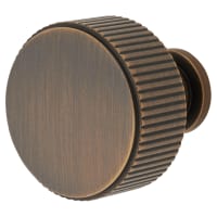 Alexander & Wilks Lucia Reeded Round Cabinet Knob - 35mm Diameter - Antique Brass