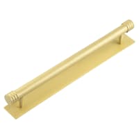 Hoxton by Frelan Sturt 15mm Reeded T-Bar Cabinet Pull Handle on Plain Backplate - 224mm c/c - Satin Brass