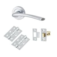 Touchpoint Satin Chrome Latch Door Handles on Rose Pack - Rimini Range