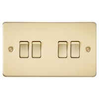 Knightsbridge 10AX 4 Gang 2 Way Flat Plate Light Switch - Brushed Brass