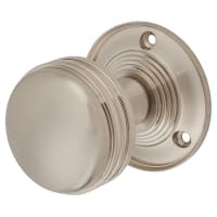 Touchpoint Satin Nickel Ringed Mortice Door Knob - 63mm Rose Diameter